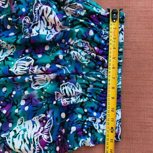 Ocean Fish Print Wide Leg Rayon Pants | Vintage Sea Witch Mermaid - Picture 5 of 7